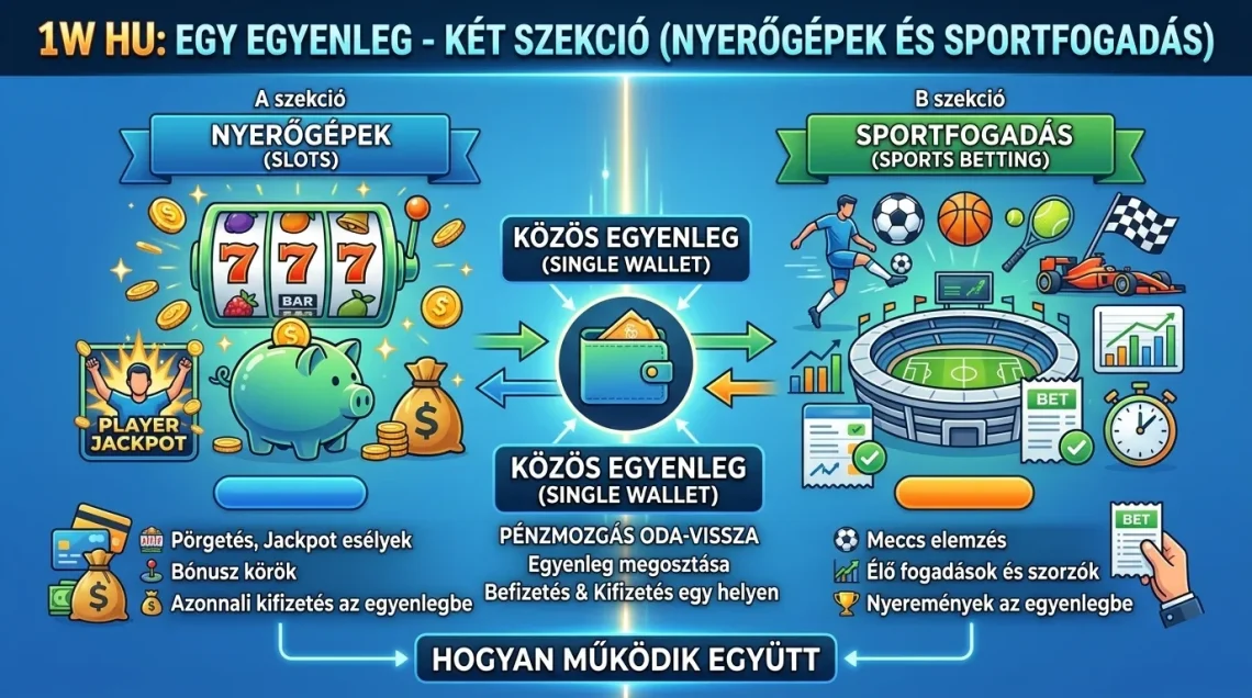 1W HU: Nyerőgépek és Sportfogadás - Két Szekció Egy Egyenlegen és Hogyan Működik Együtt